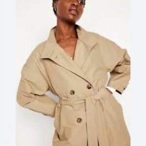 Gap trench coat with belt and removal hood